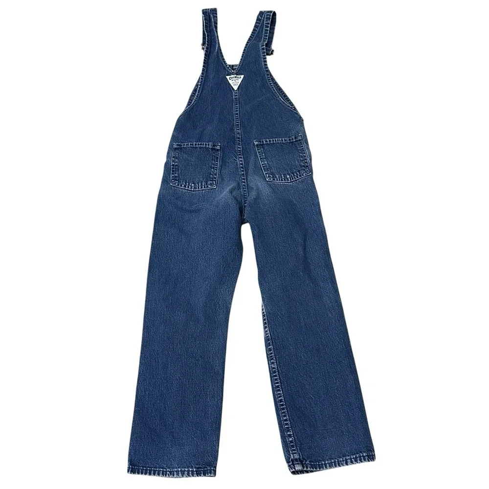 Vintage OshKosh B'gosh Overalls Kids 7 Blue Denim Vestbak Bib Made‎ In USA 90s